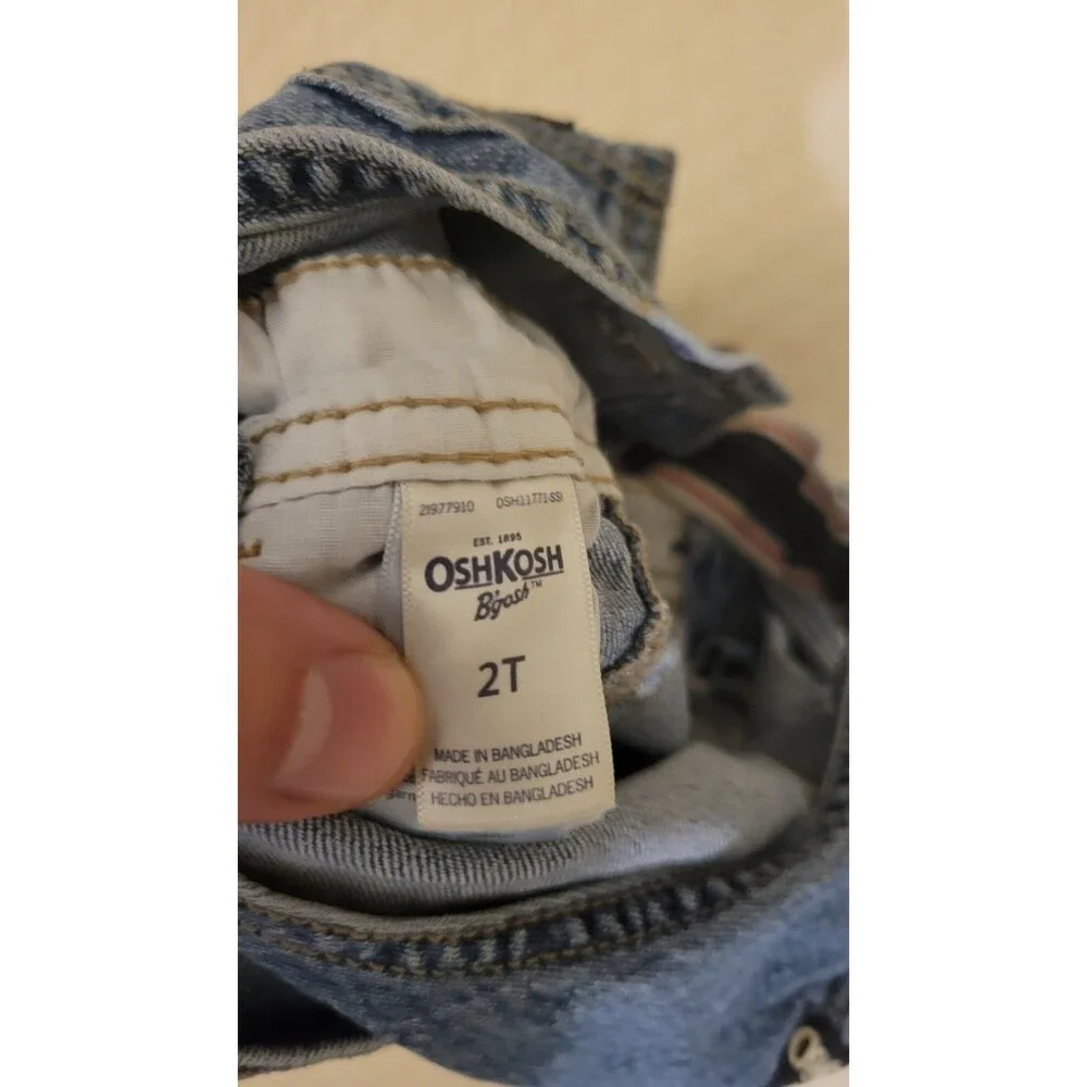 OshKosh B'gosh Toddler Denim Overalls 2T Blue Vestbak Adjustable Strap Jeans